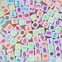 [15g]6mm 가로형 큐브 네온컬러 숫자 비즈 NB03 미아방지팔찌 만들기재료