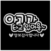 제제데코 자동차 스티커 문구 아기가타고 양보감사, 반사(밝은은색)., 10개