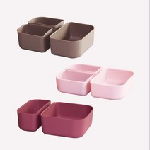 [마미스테이블] 최고급식품용실리콘 직장인 도시락통 내컵, 2구 베어브라운 큰내컵