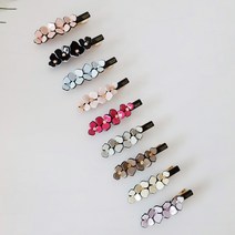 프랑스핀 파스텔톤 플라워 옆머리 앞머리 헤어집게핀