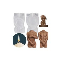 Jia Ufmi 2Pcs 3D 바디 쉐이프 실리콘 몰드 나체 여성 남성 캔들 DIY 보석 펜던트 공예 가정 제작을 위한 아트