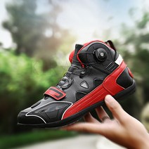 바이크부츠 오토바이 미들 미끄럼방지 통풍 라이딩신발 4계절, 레드