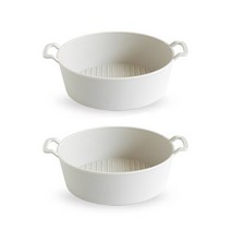 심쿵샵 플레이팅 다용도볼 2개 세트 파스타접시 샐러드볼 면기 그릇, 화이트