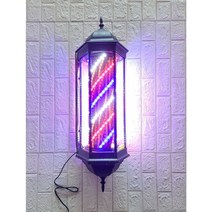 레트로 미용실 미니 싸인볼 사인볼 회전 돌출 간판 LED, 블랙 쉘 + 골드 하단 3색 레드 블루 화이트