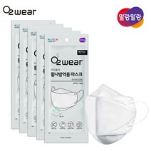 한컴 오투웨어 이지퓨어 KF94 황사마스크 5매(대형) 화이트-대한민국제조, 1개, 5개