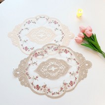 [미플래닛] 로맨틱 플라워 자수 식탁매트 [6color], 44cm*32cm, 옐로우살구