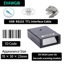 EVAWGIB EV-X620 레이저 미니 사이즈 1차원 바코드 스캐너 USB 유선 바코드 리더는 도서관 상점 키오스크용 가장 저렴한 바코드 스캐너 모듈을 종이에 스캔할 수 있습니다, Laser 1D TTL interface