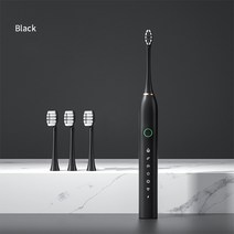 부강샵 진동칫솔 셀프치석제거기 X-2 음파 전동 칫솔 USB 충전기 6 모드 스마트 타이머 IPX7 방수 울트라, 02 Black