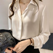 기타 여성 실크 노버튼 카라셔츠 여성남방