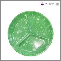 [대명멜라민] 팝콘그린 원3절접시 - 분식그릇 레트로 옛날그릇 포장마차, 1개, 팝콘그린 대