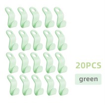 20PCS 옷 걸이 연결 관 다기능 증량제 클립 헤비 듀티 공간 절약 옷장, 04 Green, 한개옵션1