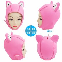 스쿠버다이빙후드 네오프렌 모자 잠수 수트 캡 tooke 3mm 따뜻한 만화 헬멧 3, 분홍색 고양이 흰 귀