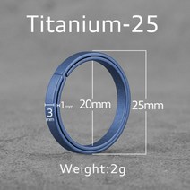 진짜 티타늄 키 링 초경량 체인 구운 블루 TC4 홀더 퀵드로우 도구 크리에이티브, Ti-Blue MO-25