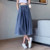 [리즈무드] 트엠 데님 밴딩 7부 와이드 팬츠