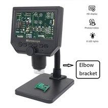 전자현미경 600X HD 현미경 4.3 인치 LCD 디스플레이 전자 디지털 현미경 관찰 PCB 수리용 스탠드 LED 조명, 03 Elbow bracket_02 AU Plug