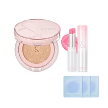 [SET] 롬앤 블룸 인 커버핏 쿠션 15g SPF40PA++&글래스팅 멜팅 밤 3.5g 2종 세트 (+베이스 샘플 3개 증정), 19 퓨어, 02 러비 핑크