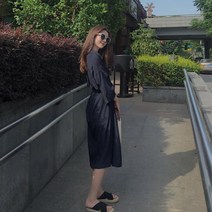 Lovely 롱셔츠원피스 셔츠원피스 롱원피스 롱로브 로 롱셔츠원피스 셔츠원피스 롱원피스 롱로브 로브가디건 스트랩원피스 여름로브 여름원피스 7부소매원피스 리본원피스