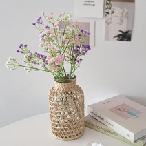 예쁜 라탄 꽃병 유리 화병 오브제 인테리어 소품샵 유리병
