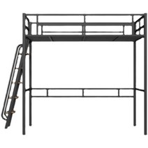 원룸 성인 벙커침대 낮은 벙커형 어른 2층 침대 퀸사이즈, 사다리 계단 오른쪽 흰색