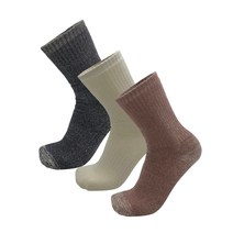 [미국아마존입점][SERI1969][로고없음] 메리노울LIFE양말 (x3켤레) 장목 메리노울60% 아웃도어 세탁가능, M-L (미디움라지), 라이트브라운 x 3켤레