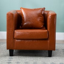 1인 미니쇼파 눕소파 벤치소파 쇼파 벨벳 소파 스툴, 대형 3인용 180cm, 밝은 갈색 가죽 제품