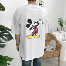 모룸 오버핏 디즈니 미키마우스 프린팅 남녀공용 라운드 반팔티셔츠 3컬러 반팔 티셔츠