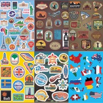 여행 캐리어 스티커 6종 리모와 노트북 캠핑 데코 여행지 랜드마크 스티커, 2.B