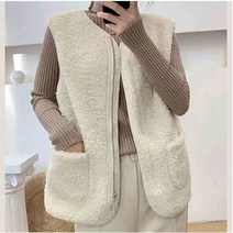 포시팰리스 여성 양털조끼 뽀글이 지퍼 집업 후리스 아이보리