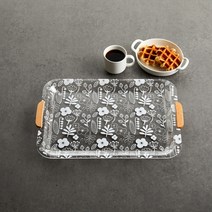 모던하우스 블루밍플라워 우드핸들 아크릴쟁반 특대 PL0421024, 단품