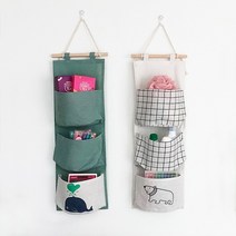 [업체배송] 패브릭 소품수납 벽걸이 정리함 3포켓, 옵션선택, 3포켓 아이보리-곰