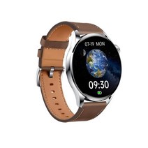 GT5 스마트 워치 전화 피트니스 추적기 무선 충전 NFC iOS PK GT3 프로, 갈색 가죽