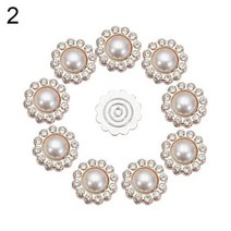 진주 라인석 꽃 합금 버튼 빛나는 드레스 코트 의류 장식 DIY 수제 바느질 액세서리 10 개, 2
