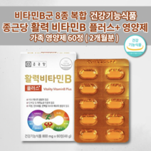 종근당 활성 비타민비 비타민 b 군 복합체 기운이없을때 피곤할때 지칠때 체력 증진 육체 만성 피로 회복 과로 회복제 에좋은 식약처 인증 수용성 고농축 활력 비타민B 영양제 60정, 1개