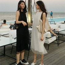 [오노마] ONM 플리 츠나시원피스 나시롱원피스 롱나시원피스 쉬폰나