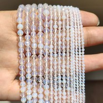 AA + 천연 화이트 월장석면 처리된 루즈 비즈 쥬얼리 제작 용 DIY 크리스마스 선물 팔찌 15 인치 작은 스톤 비드 2/3/4mm, 4mm 92pcs beads, white opal