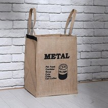 분리수거함 방수코팅 빈티지 쥬트 원룸 가정용 재활용가방.씨와이더블유글로벌(무료배송), 메탈, 1개