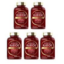 Carlyle 미국직배송 크릴오일 2000mg 아스타잔틴600mcg 120소프트젤 정품, 5병