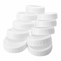 10pcs 플라스틱 보관 캡 뚜껑 뚜껑 표준 일반 구강 메이슨 항아리 병을위한 리브 베드, 하얀색
