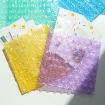 하트 포카 스티커 탑로더 포장 컬러 뽁뽁이 에어캡 안전 봉투 2size, 블루 S(10X10)