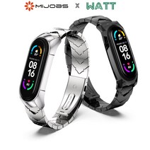 MIJOBS 샤오미 미밴드7 메탈 스트랩 팬텀, 미밴드7 메탈 팬텀 스트랩 블랙