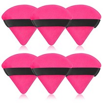 [라임] Pimoys 6피스 파우더 퍼프 페이스 연성 메이크업 루즈 바디 파우더용 컨투어 및 눈밑 접착제용 웨지 모양 벨루어 화장품 스폰지 뷰티 도구, [06] 블랙 앤 로즈 레드