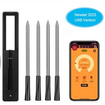 블루투스온도계 USB 모바일 앱 BBQ 무선 블루투스 바베큐 온도계 오븐 그릴 툴 스마트 디지털 주방 액세서, 한개옵션1, 04 Four Probe