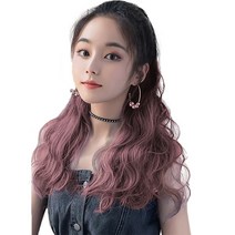 가발위드 펌히피 집게 컬러 웨이브 집게형 포니테일, 1개, 블랙딥핑크