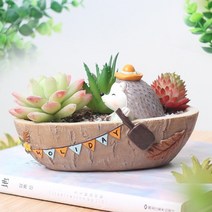 ROOGO 루고 다육이 미니화분 고슴도치의 겨울 이야기 나룻배 여행 (다육식물 불포함)