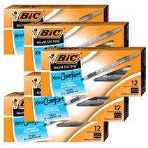 BIC Round Stic Grip 빅 엑스트라 컴포트 펜 펜슬 볼펜 5박스 60개 1.2mm
