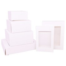 6Pcs 크 래 프 트 종이 쿠키 사탕 상자 PVC 창 결혼식 크리스마스 선물 포장 장식 생일 파티 용품, 03 white_05 14.5x10.5x2.5cm