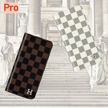 투제이유니버스 아이폰14 프로 럭셔리 다미에 패턴 케이스 pro 명품 스타일 카드 다이어리 지갑 체크