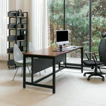 아트박스/티에스퍼니처 TS-03 1600x800 LPM 책상 일자형 데스크, 블랙프레임/라이트월넛