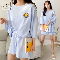 굿데이 루즈핏 반팔 티셔츠 밴딩 반바지 트레이닝세트