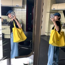 캔버스 쇼퍼백여성용 캔버스 쇼핑백 핑크 그린 오렌지 옐로우 책 가방 여아용 2021 새로운 트렌드 대